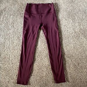 gap fit burgundy leggings - size small